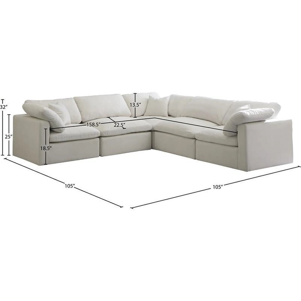 Cream Velvet Modular Sectional M77405