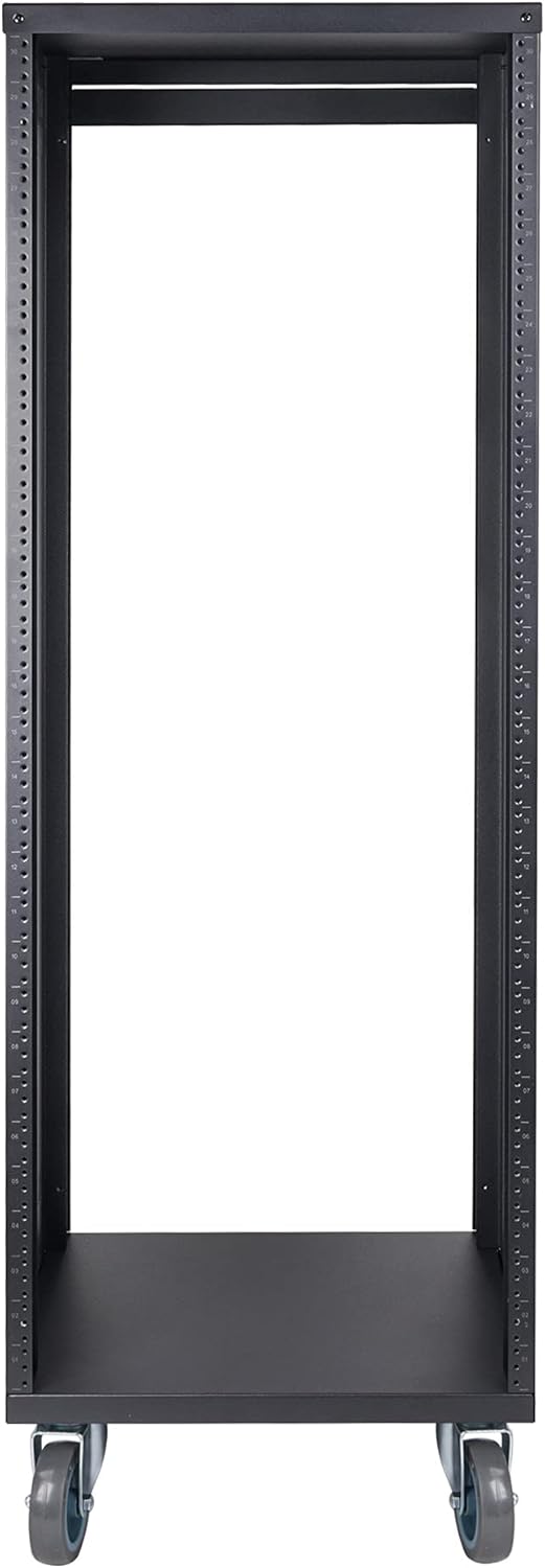 30U Universal Steel Rack with 3 Locking Casters and Vented Side Panels T64098