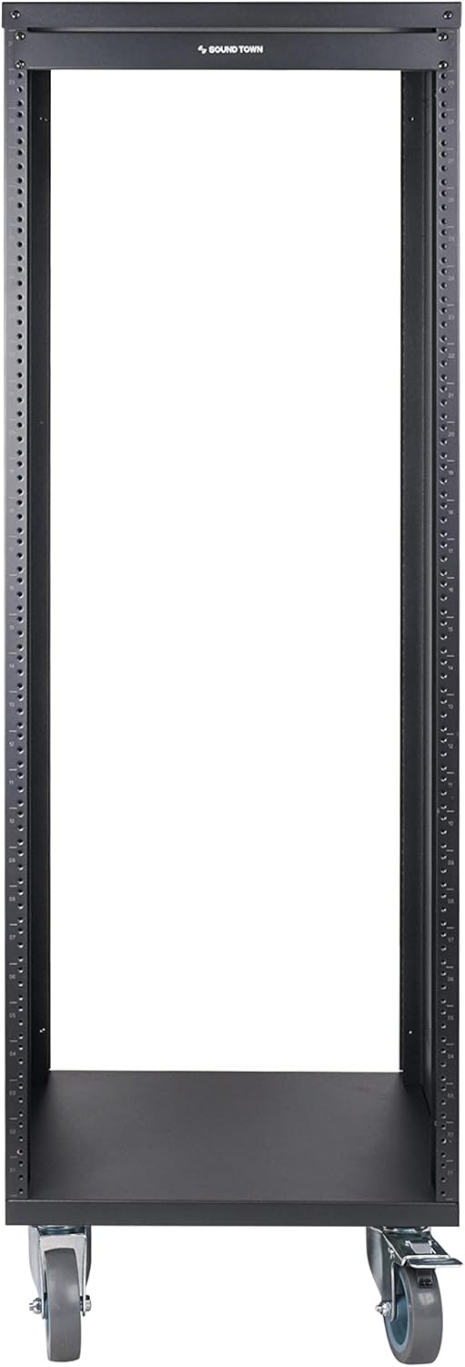 30U Universal Steel Rack with 3 Locking Casters and Vented Side Panels T64098