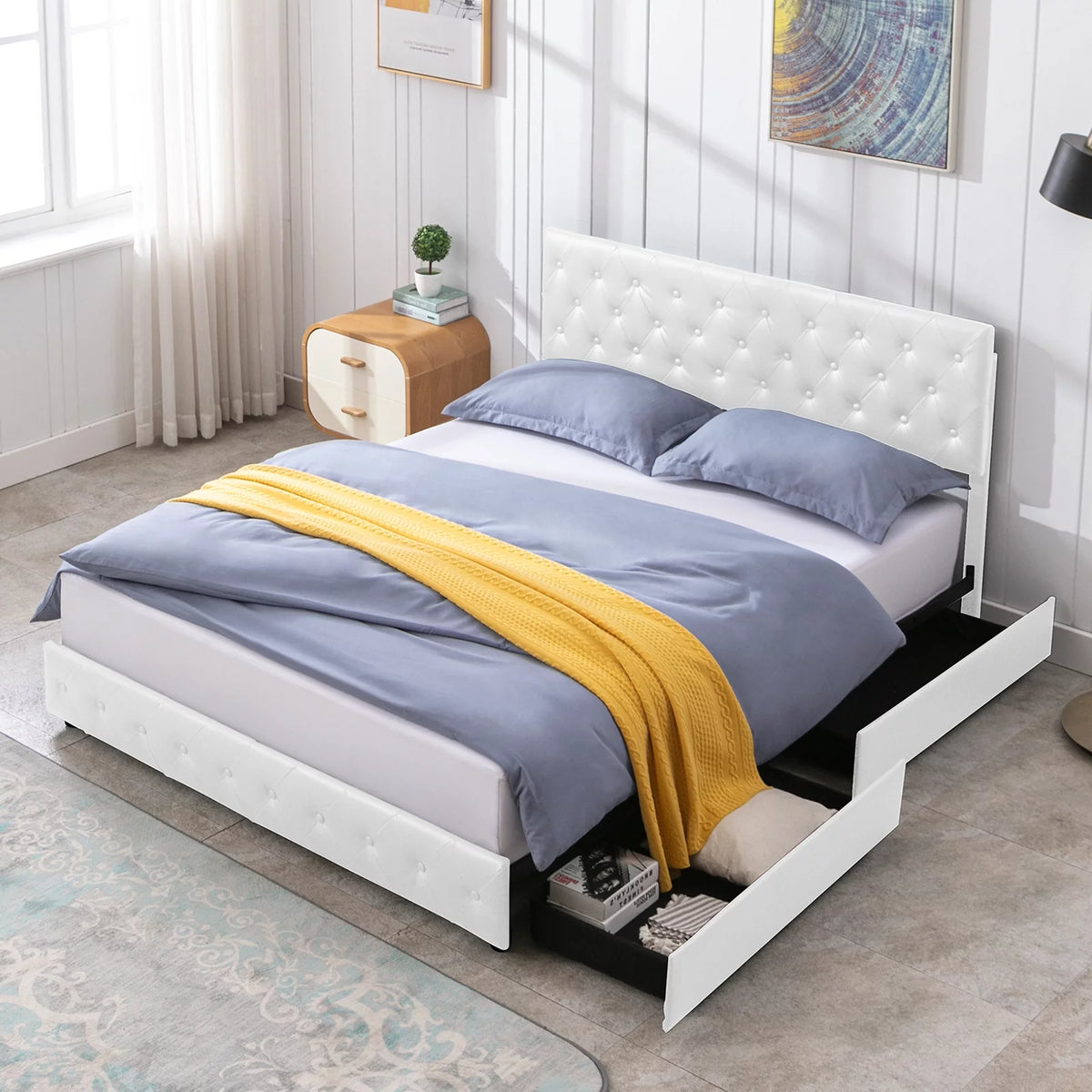 Black King Storage Bed Frame with 4 Drawers P781