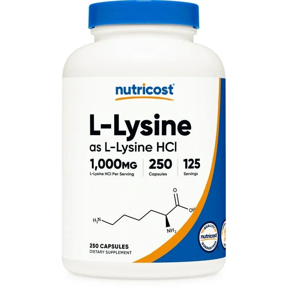 L-Lysine 1000mg Supplement, 250 Capsules F7455