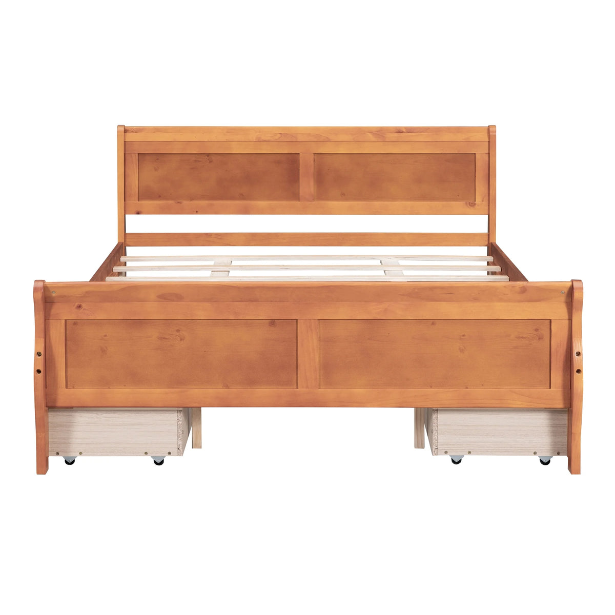 Queen Size Wood Platform Bed Frame with 4 Storage Drawers W961057