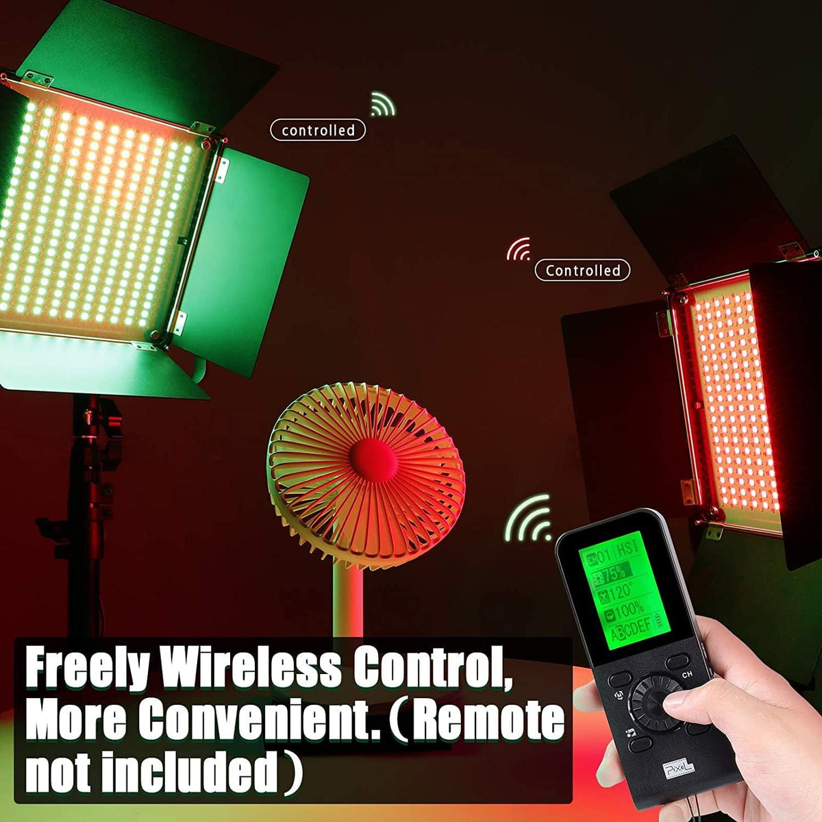 RGB LED Video Light with Wireless Remote, 2 Packs N539724