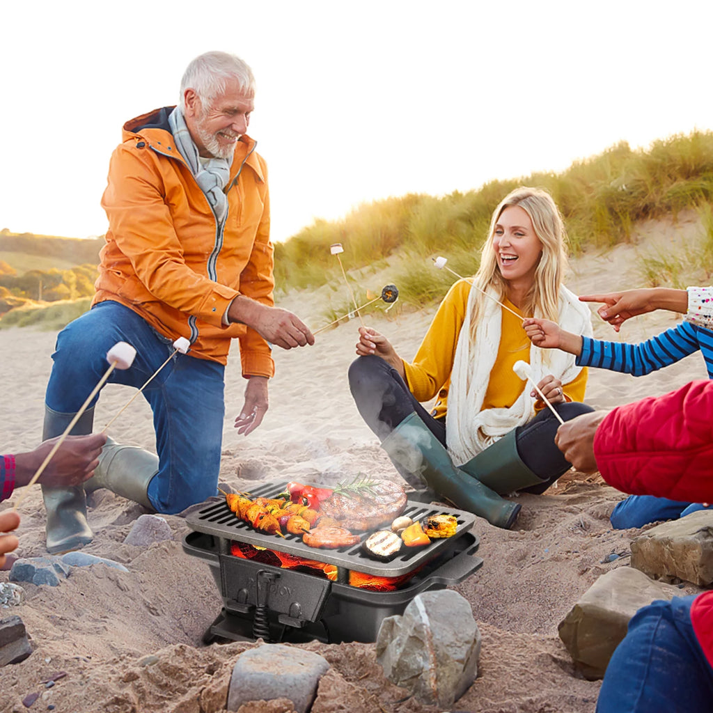Portable Heavy Duty Cast Iron Charcoal Grill X32080
