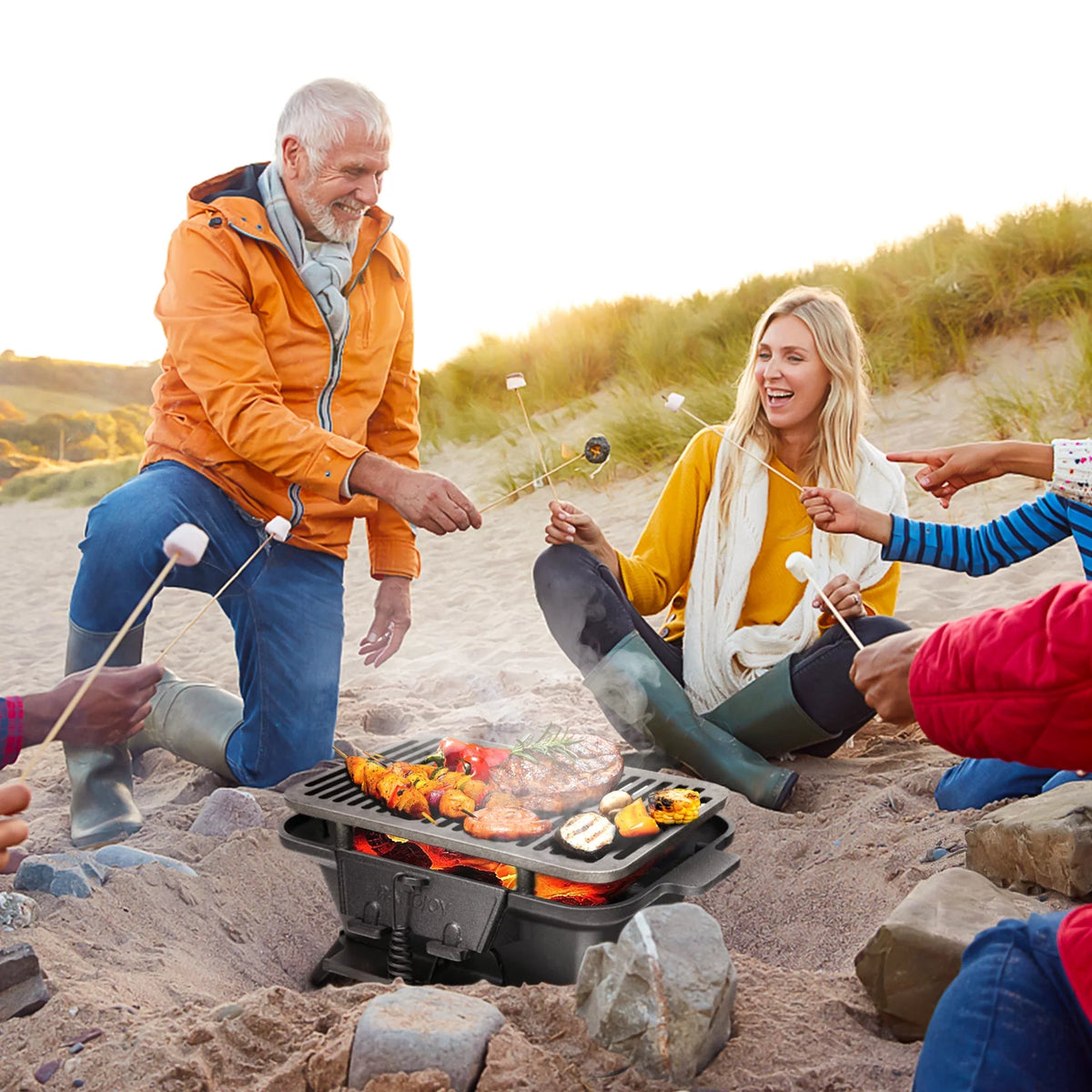 Portable Heavy Duty Cast Iron Charcoal Grill X32080