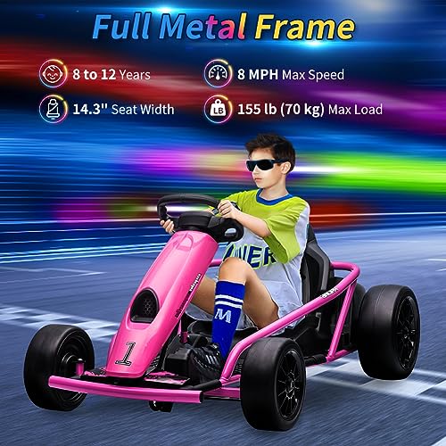 Electric Go Kart, 24V 2 x 300W 8MPH Drift Karts with Seat Belt A6051