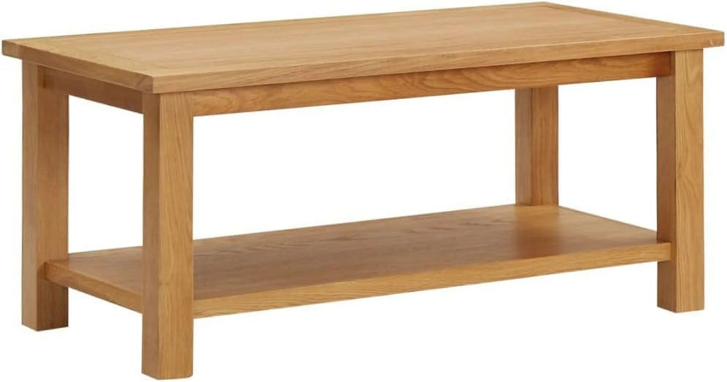 Solid Oak Wood Coffee Table Brown Dark Rectangular 35.4"x17.7"x15.7" H674