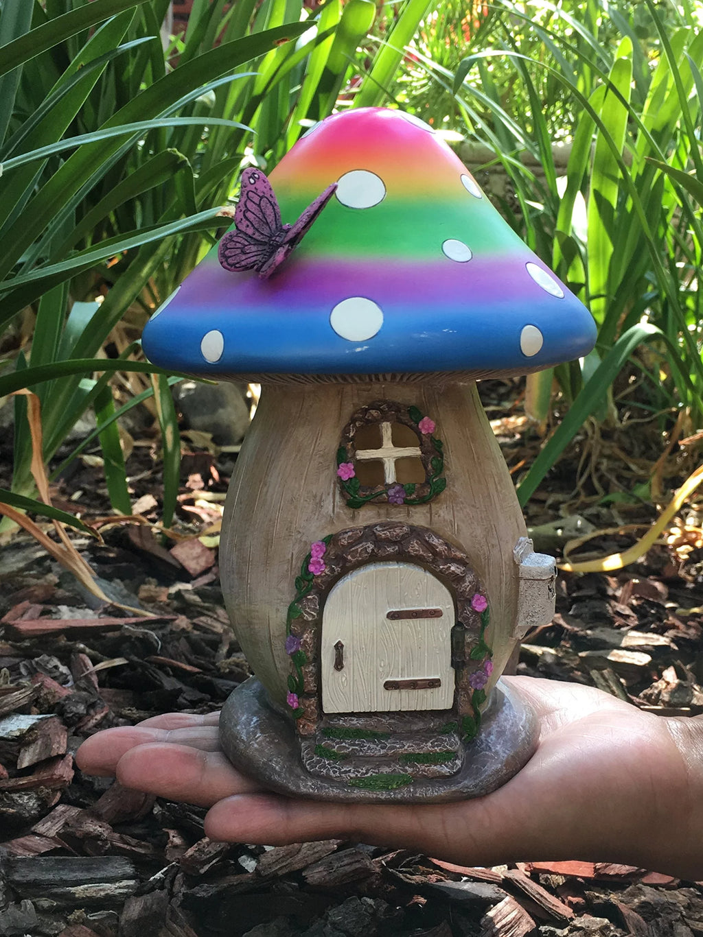 Miniature Rainbow Mushroom Fairy House 5-Piece Set R59760