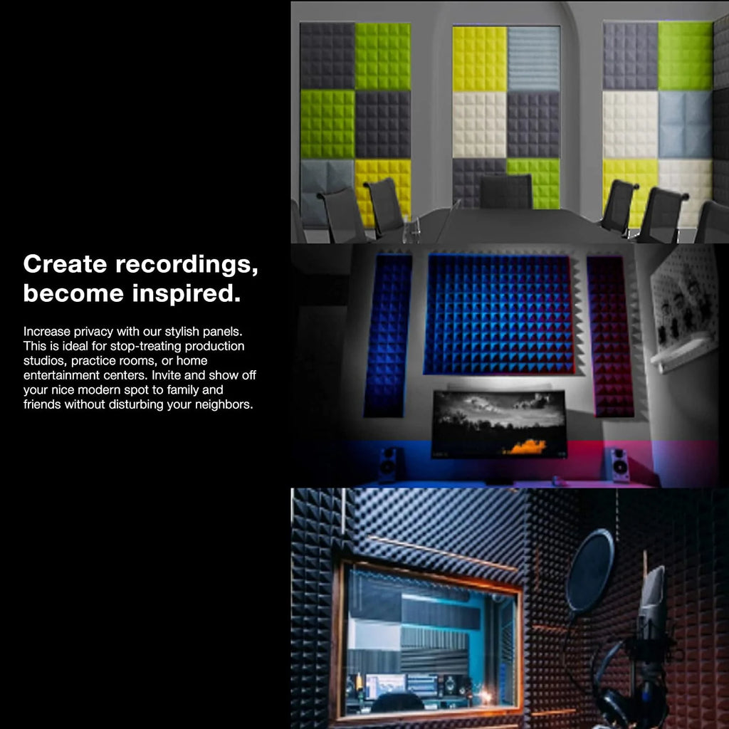 Black 12 Pack Acoustic Foam Panels D687682