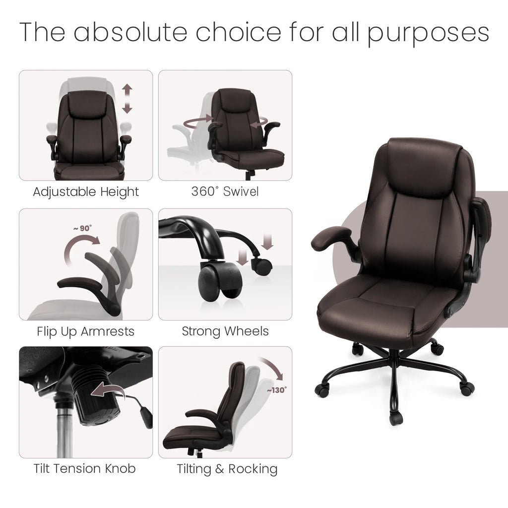 Brown Ergonomic PU Leather Office Chair K20164