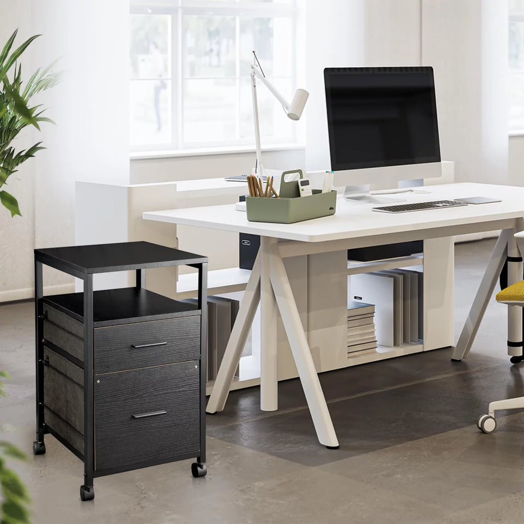 Black 2 Drawer File Cabinet J40454