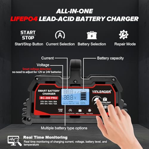 40A 12V/24V Lead Acid LiFePO4 Automatic Battery Charger A425