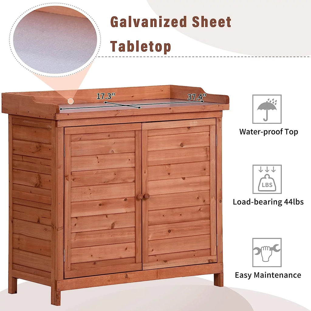 Waterproof Wooden Outdoor Storage Shed with Floor and Shelves L551