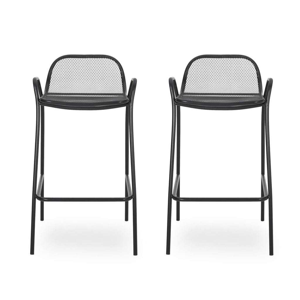 Matte Black Iron Barstool Set of 2 E996
