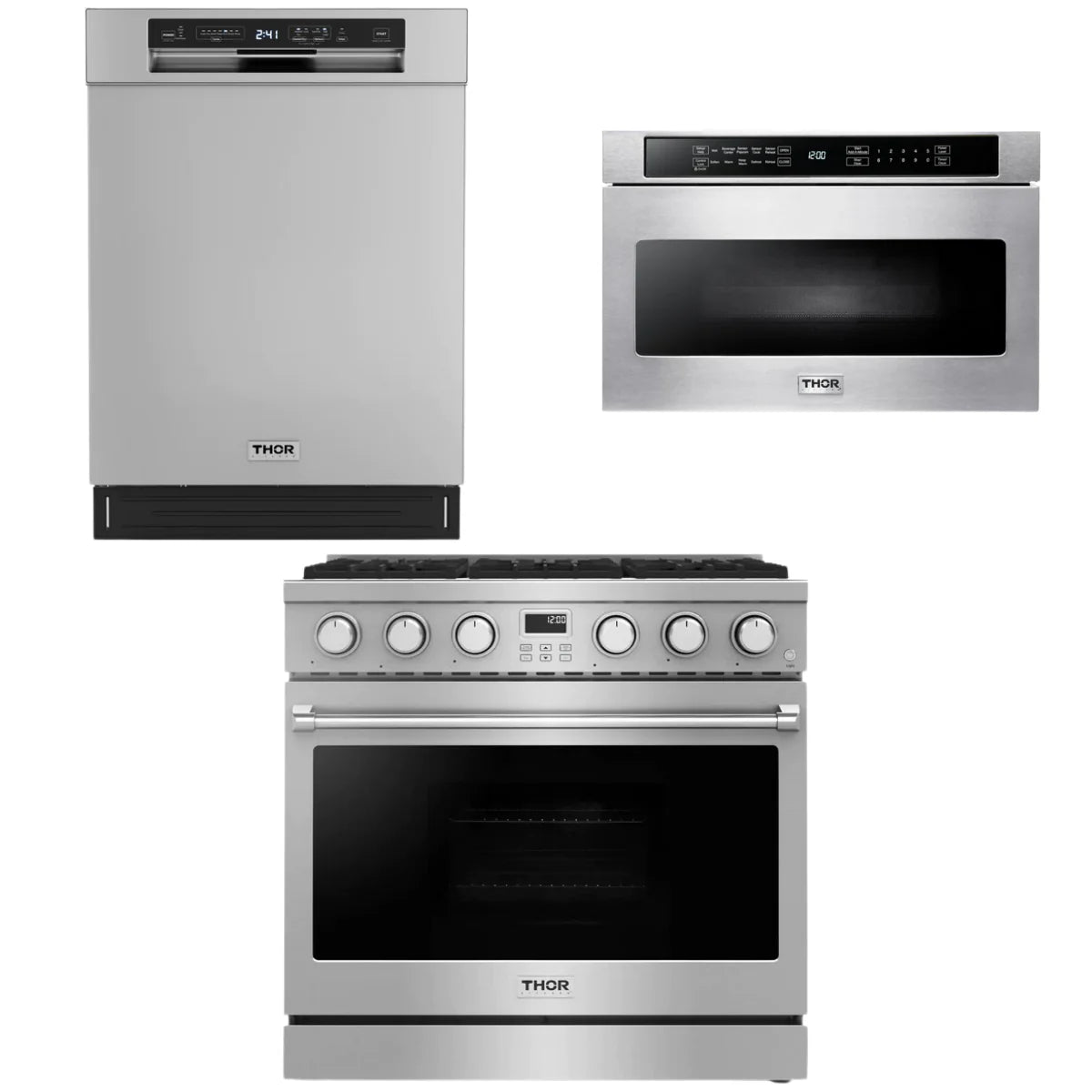 36 Gas Range, Dishwasher and Microwave X2120