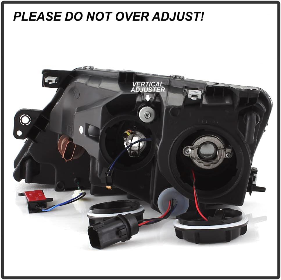 Black LED Projector Headlights Headlamps Left Right J7403