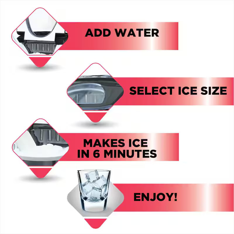 Portable Counter Top Ice Maker in Red Stainless S71685