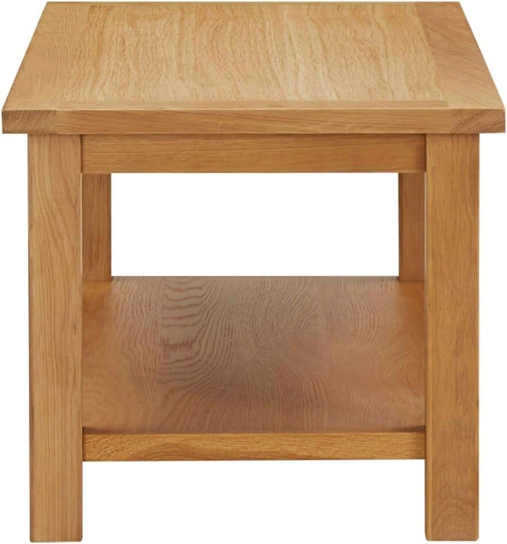 Solid Oak Wood Coffee Table Brown Dark Rectangular 35.4"x17.7"x15.7" H674