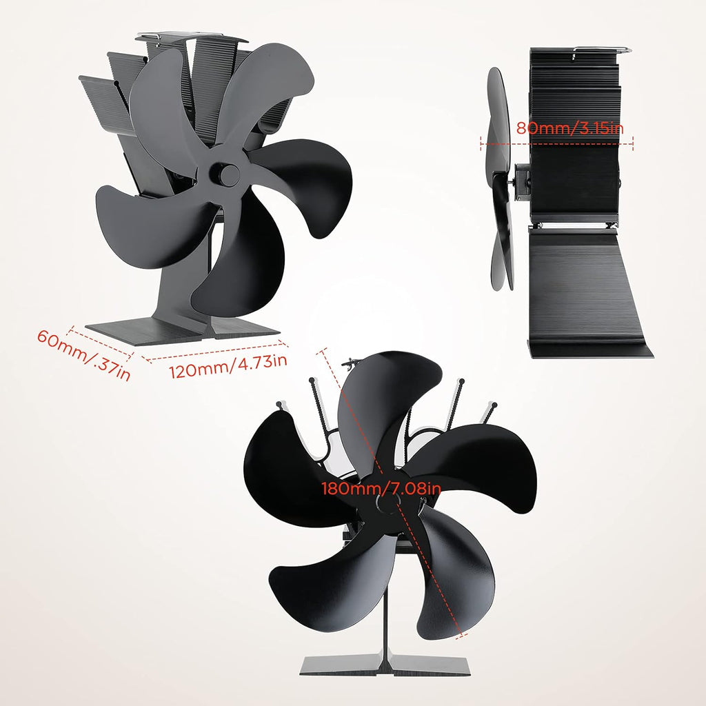 5-Blade Heat Powered Stove Fan, Pack of 2 M6260