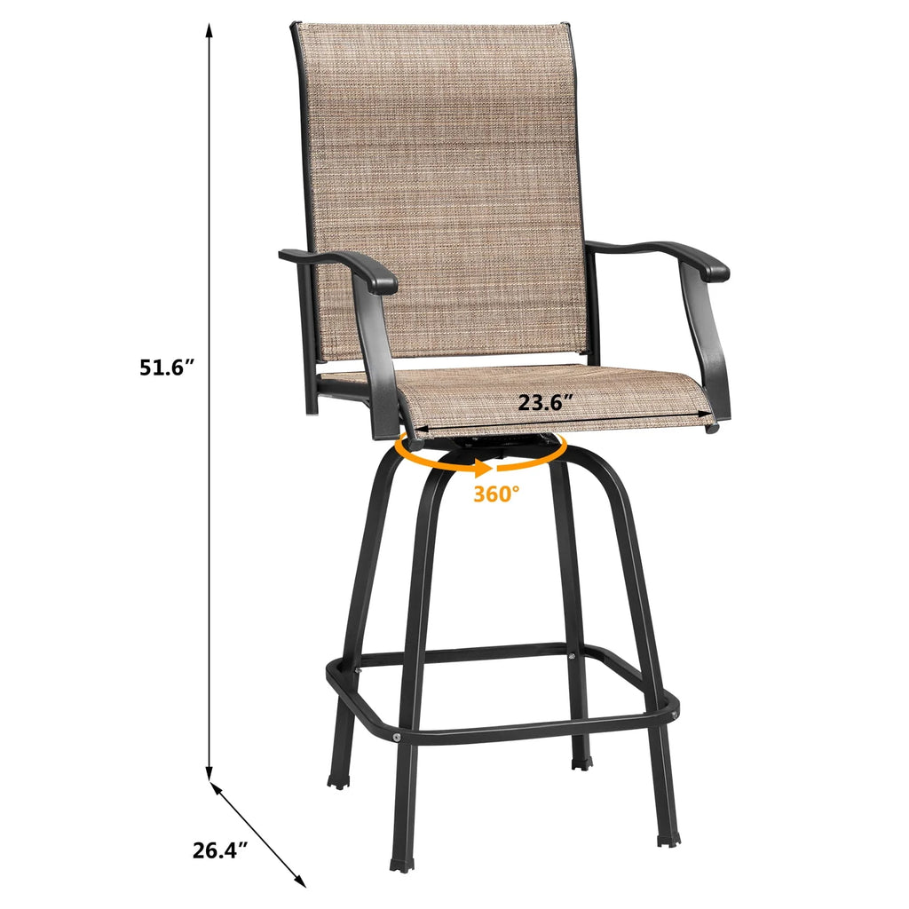 Tan Metal Bistro Chair and Table Set of Three Y349