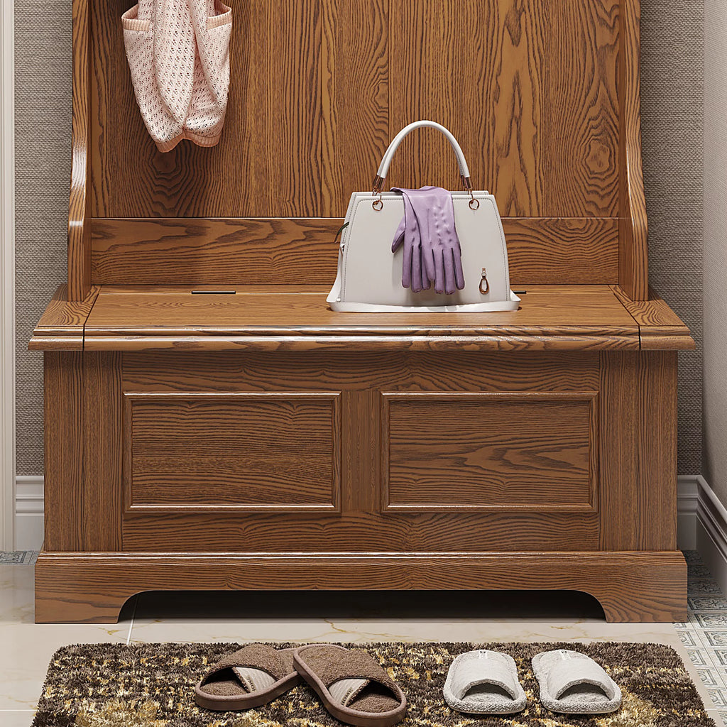 Coat Rack Hall Tree Storage Bench with Cabinet Y9087