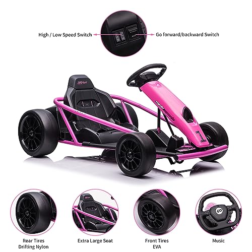 Electric Go Kart, 24V 2 x 300W 8MPH Drift Karts with Seat Belt A6051