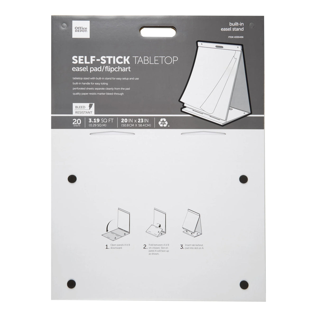 Self-Stick Tabletop Easel Pad, 20" x 23", 20 Sheets, 80% Recycled, White S7648