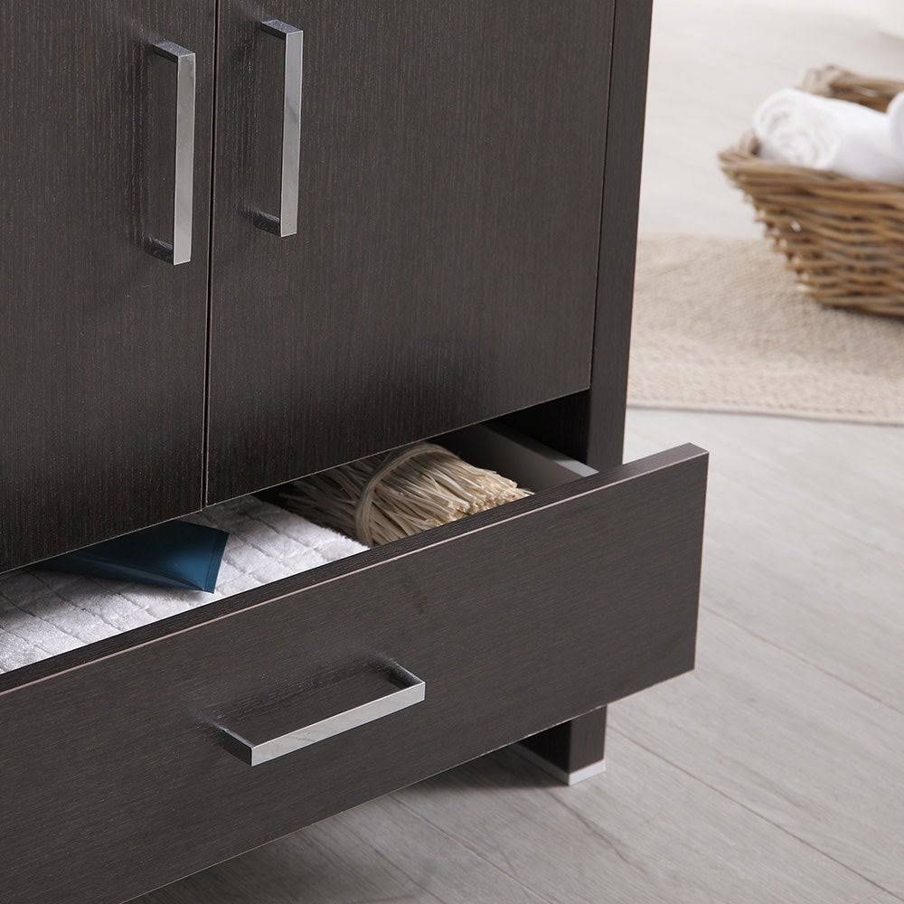 Glossy White Free Standing Bathroom Cabinet with Integrated Sink B18234