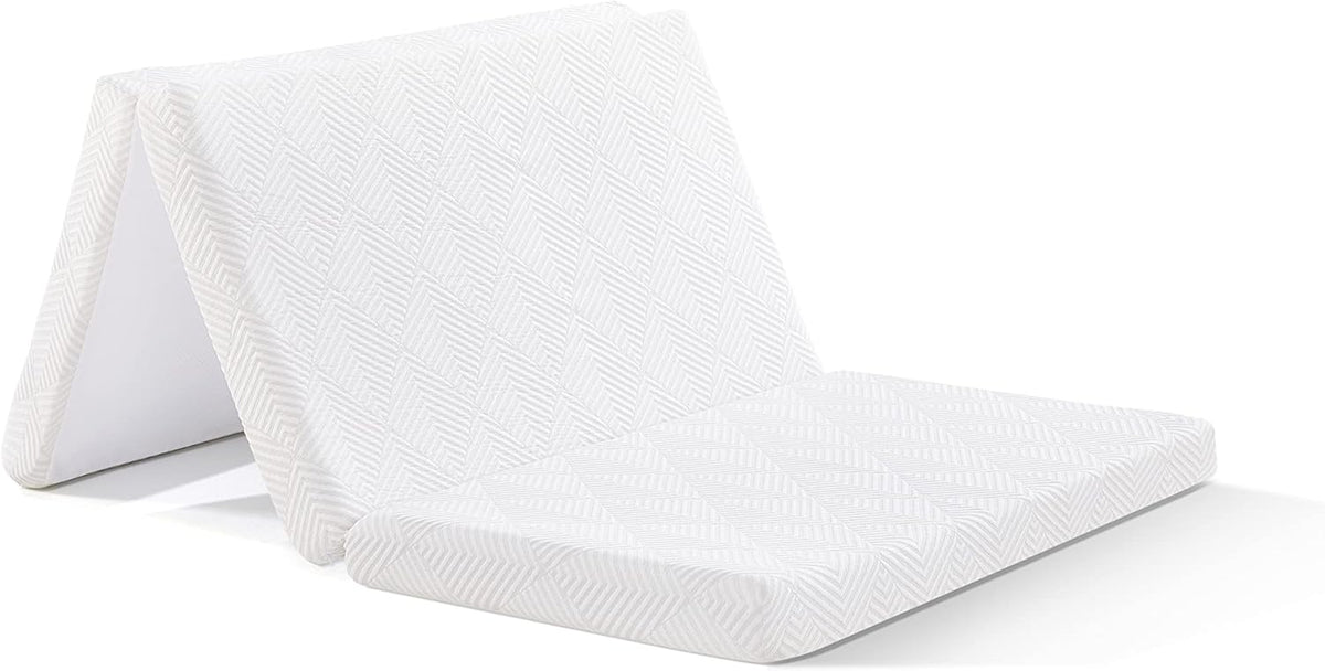 Twin 4 Inch Trifold Gel Memory Foam Mattress Topper with Breathable Cover U3294