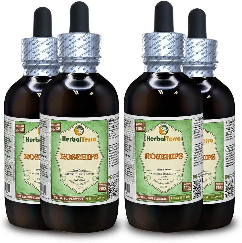 Organic Dried Rosehips Glycerite Alcohol-Free Liquid Extract 4x4 fl.oz W140959