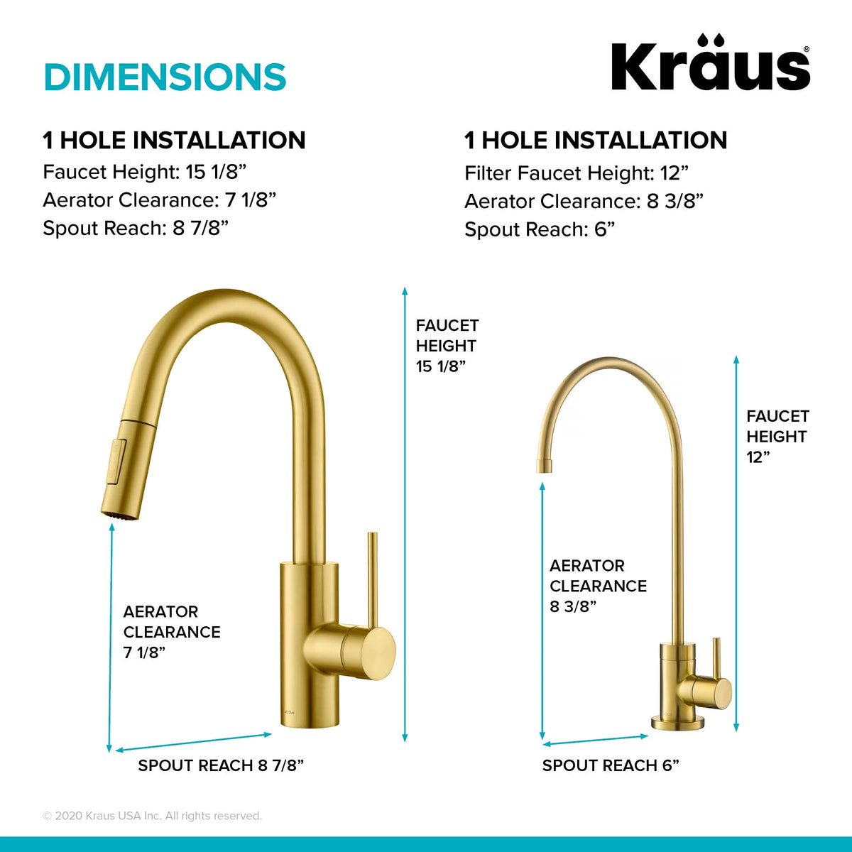Pull-Down Kitchen Faucet and Water Filter Faucet Combo in Brushed Brass T840