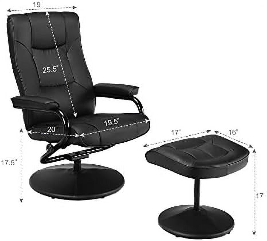 Gray PU Leather Recliner Chair with Ottoman V3575