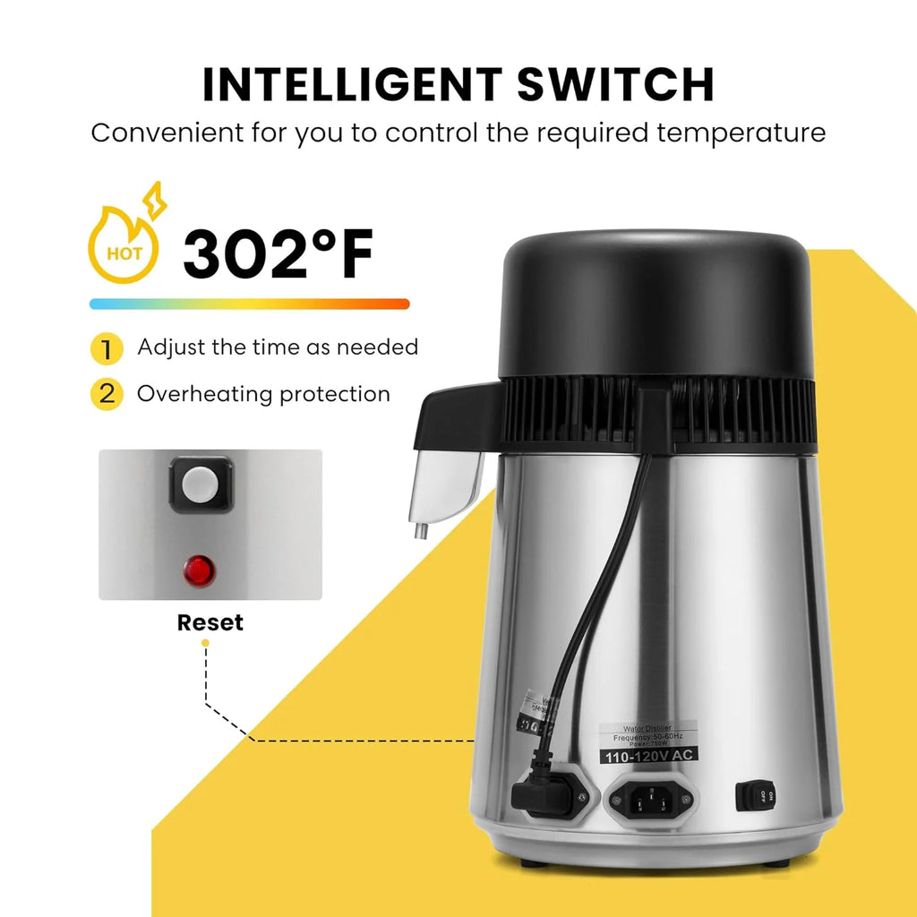 4L Brushed 304 Stainless Steel Water Distiller K669