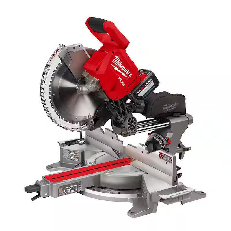 18V Lithium-Ion Brushless Cordless 12 in. Dual Bevel Sliding Compound Miter Saw Kit with Stand and Battery F966645