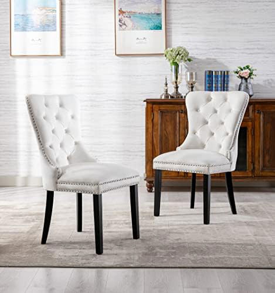 Turquoise Velvet Button Tufted Wingback Dining Chairs Set of 2 I111